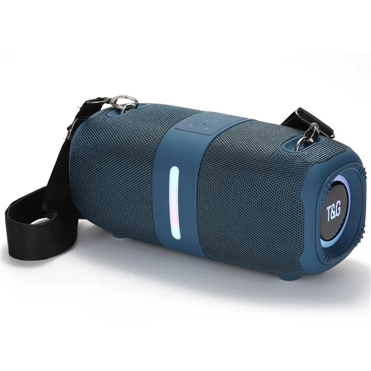 T&G TG-669 TWS Haut-parleur Bluetooth RGB Light Outdoor Subwoofer avec Bandoulière - Bleu