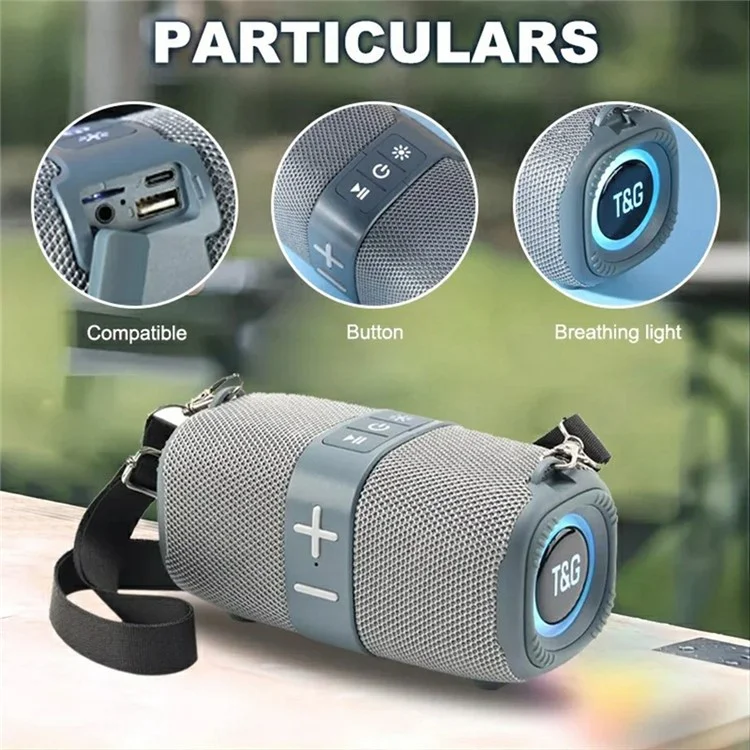 T&G TG-667 Bluetooth-compatible Speaker Subwoofer Portable Speaker with RGB Light Support U Disk / AUX / TF / FM - Black
