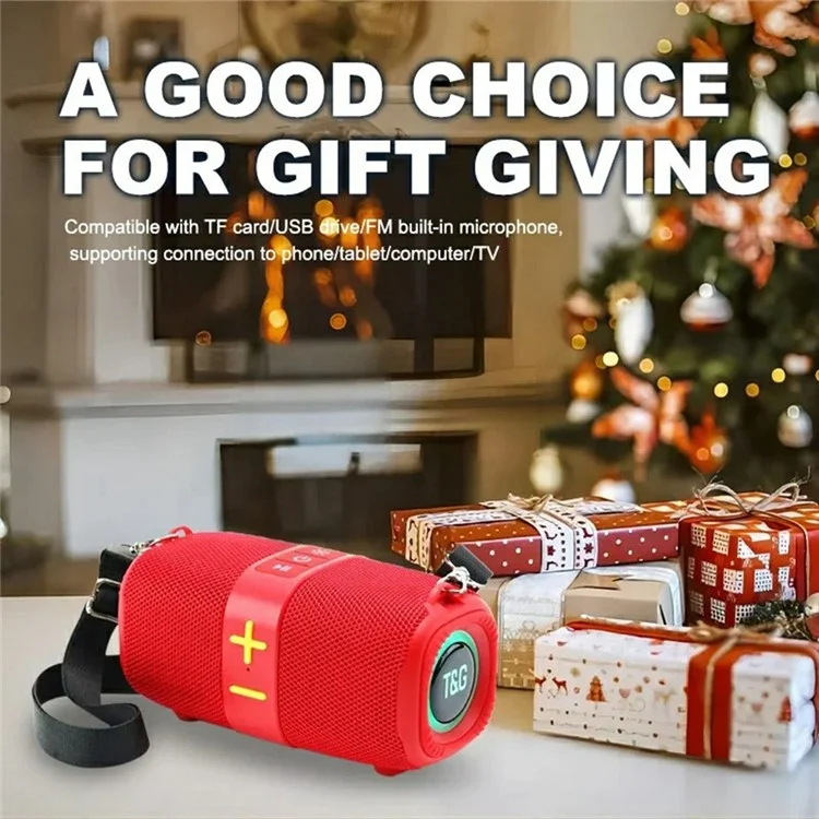 T&G TG-667 Bluetooth-compatible Speaker Subwoofer Portable Speaker with RGB Light Support U Disk / AUX / TF / FM - Black