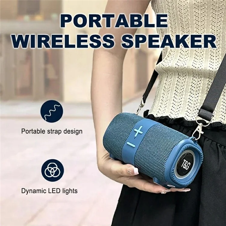 T&G TG-667 Bluetooth-compatible Speaker Subwoofer Portable Speaker with RGB Light Support U Disk / AUX / TF / FM - Black