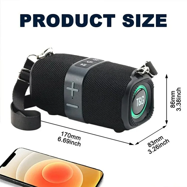 T&G TG-667 Bluetooth-compatible Speaker Subwoofer Portable Speaker with RGB Light Support U Disk / AUX / TF / FM - Black
