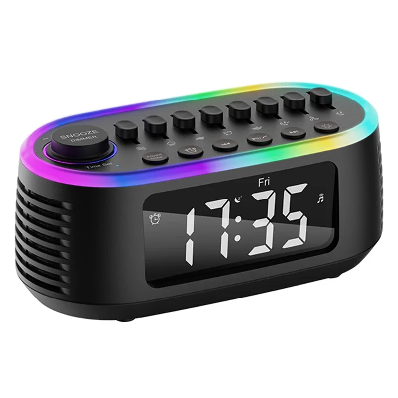 CYBORIS T13 Natural Sounds White Noise Alarm Clock Bluetooth-compatible Speaker with Ambient Light - Black