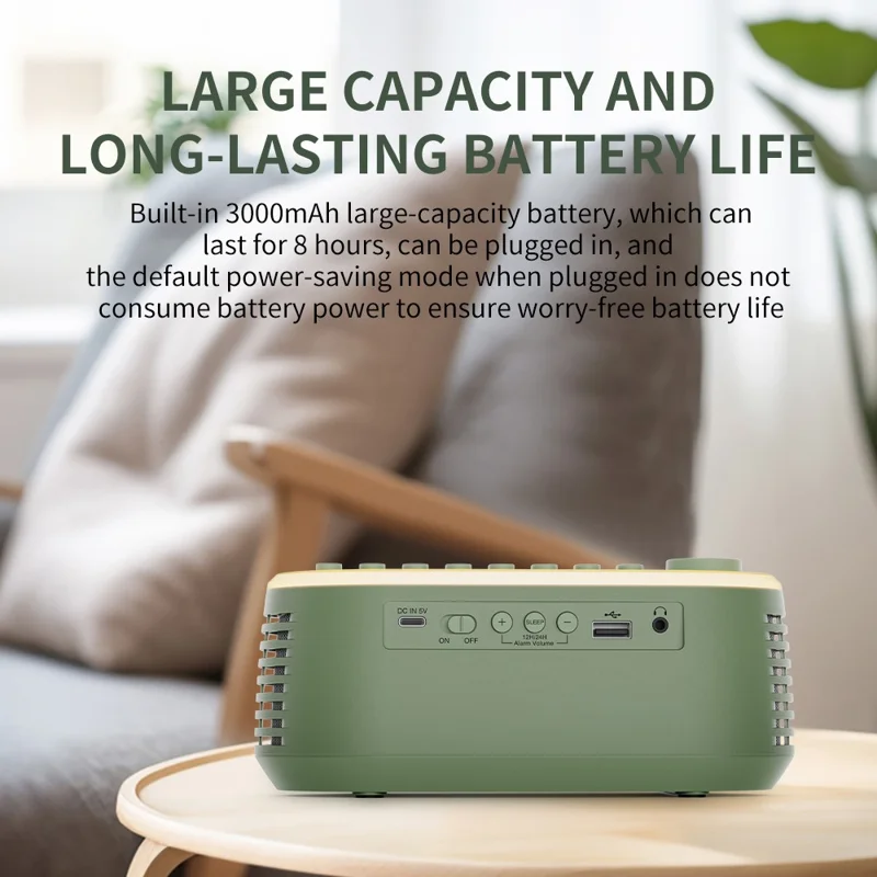 CYBORIS T13 Natural Sounds White Noise Alarm Clock Bluetooth-compatible Speaker with Ambient Light - Black