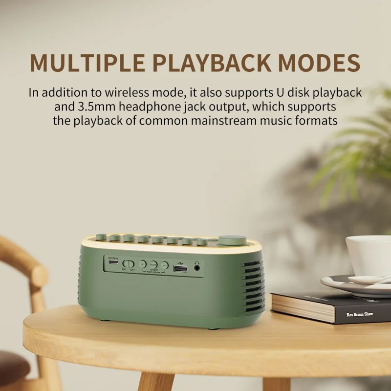 CYBORIS T13 Natural Sounds White Noise Alarm Clock Bluetooth-compatible Speaker with Ambient Light - Black