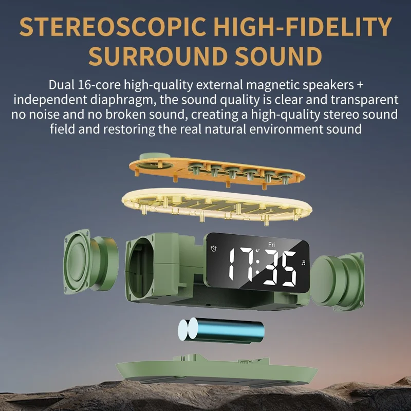 CYBORIS T13 Natural Sounds White Noise Alarm Clock Bluetooth-compatible Speaker with Ambient Light - Black