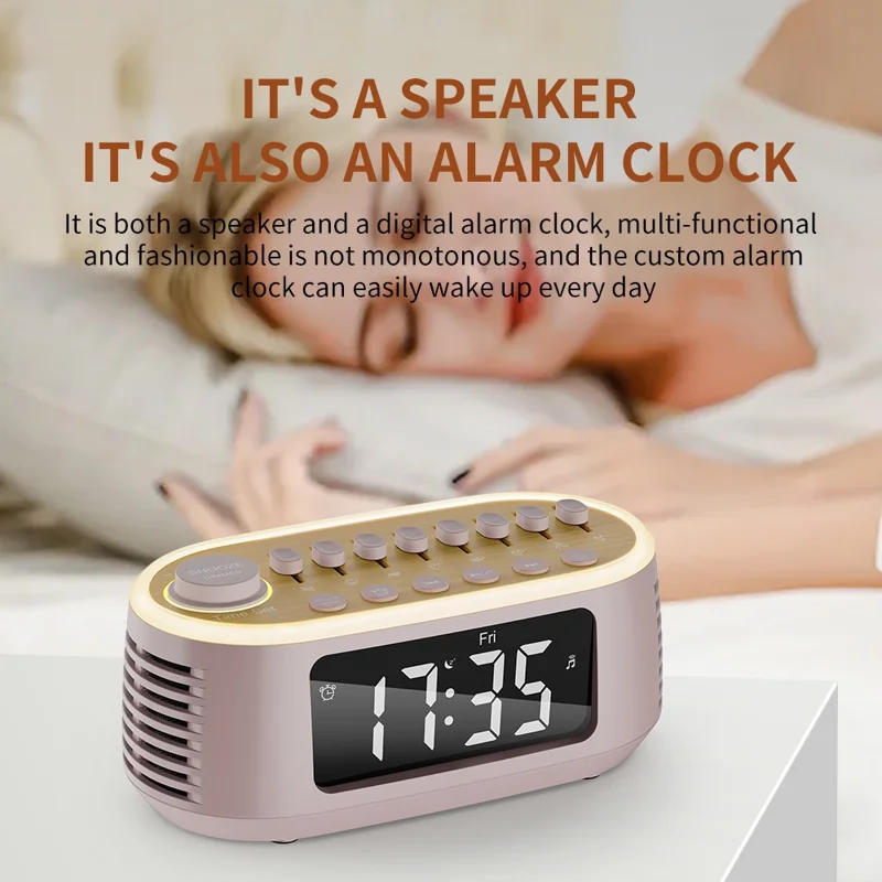 CYBORIS T13 Natural Sounds White Noise Alarm Clock Bluetooth-compatible Speaker with Ambient Light - Black