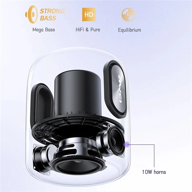 AWEI Y680 Bluetooth-compatible Speaker IPX5 Waterproof Outdoor TWS Subwoofer with 7-Color Light
