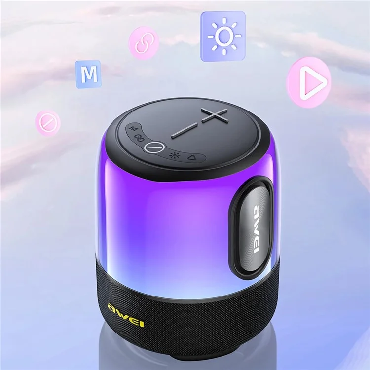 AWEI Y680 Bluetooth-compatible Speaker IPX5 Waterproof Outdoor TWS Subwoofer with 7-Color Light