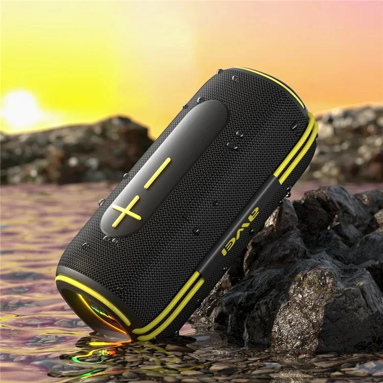 AWEI KA5 IPX5 Waterproof TWS Subwoofer Portable Outdoor Bluetooth-compatible Speaker - Black+Yellow