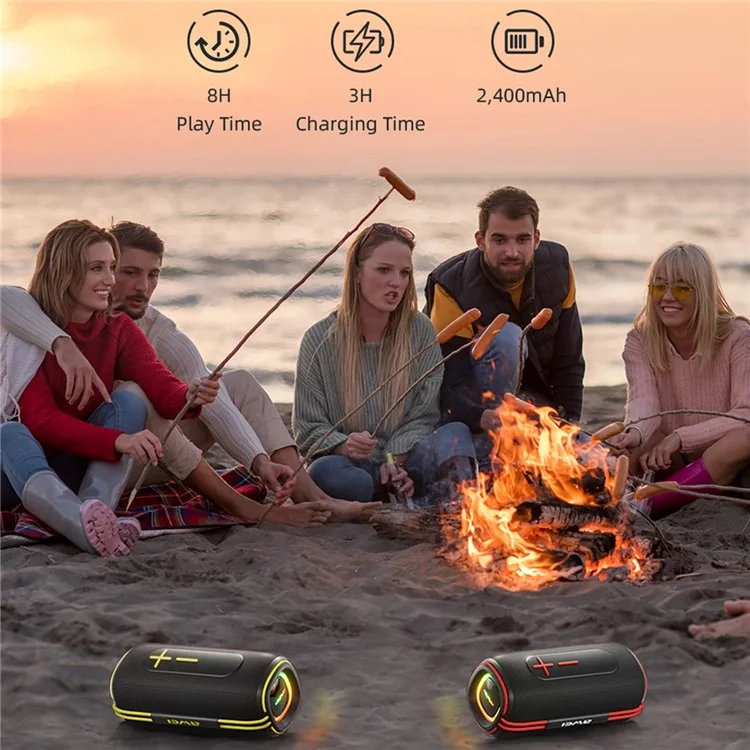 AWEI KA5 IPX5 Waterproof TWS Subwoofer Portable Outdoor Bluetooth-compatible Speaker - Black+Yellow