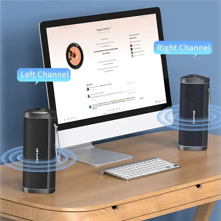 Awei Y331 TWS Bluetooth en Haut-parleur Prise en Charge Des Appels Mains Libres Subwoofer Extérieur Portable - Noir