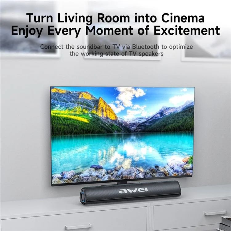 AWEI Y333 Bluetooth-compatible TWS Pairing TV Soundbar Wireless Speaker Stereo Bass Sound Subwoofer