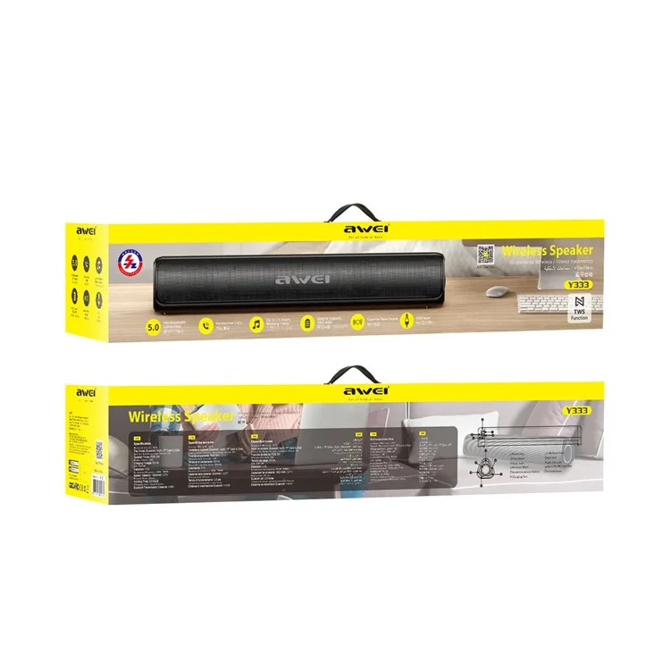 AWEI Y333 Bluetooth-compatible TWS Pairing TV Soundbar Wireless Speaker Stereo Bass Sound Subwoofer