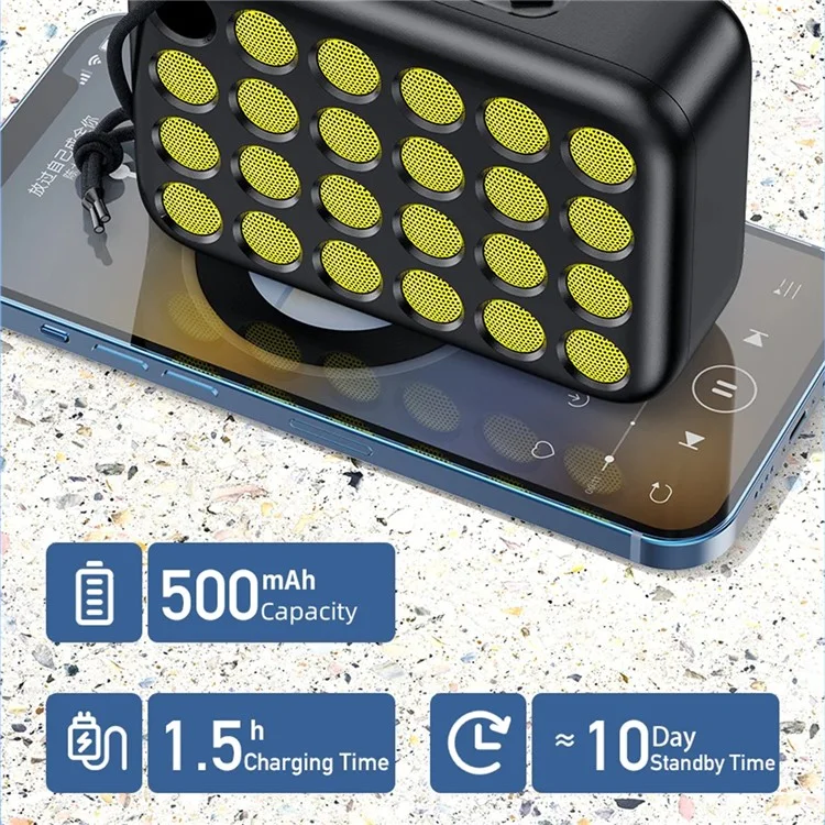 AWEI Y385 Компактный Bluetooth-динамик TWS Pairing Music Player Сабвуфер с подсветкой