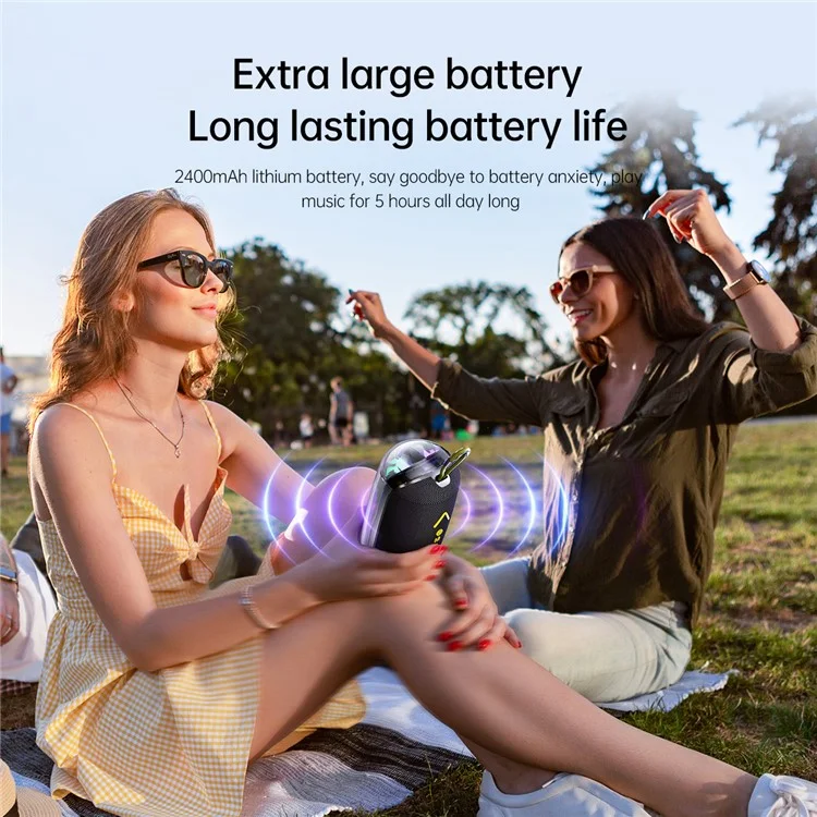 Altavoz Bluetooth impermeable AWEI KA32 TWS con emparejamiento, reproductor de música con subwoofer y luces de colores