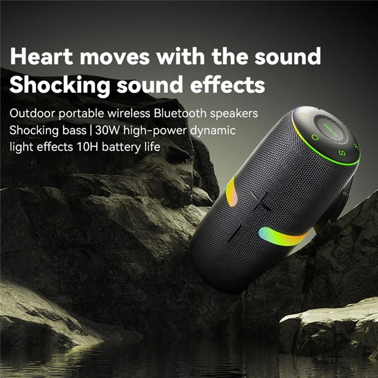 YESIDO YSW22 Portable Bluetooth-compatible Speaker RGB Light Waterproof Wireless Music Subwoofer