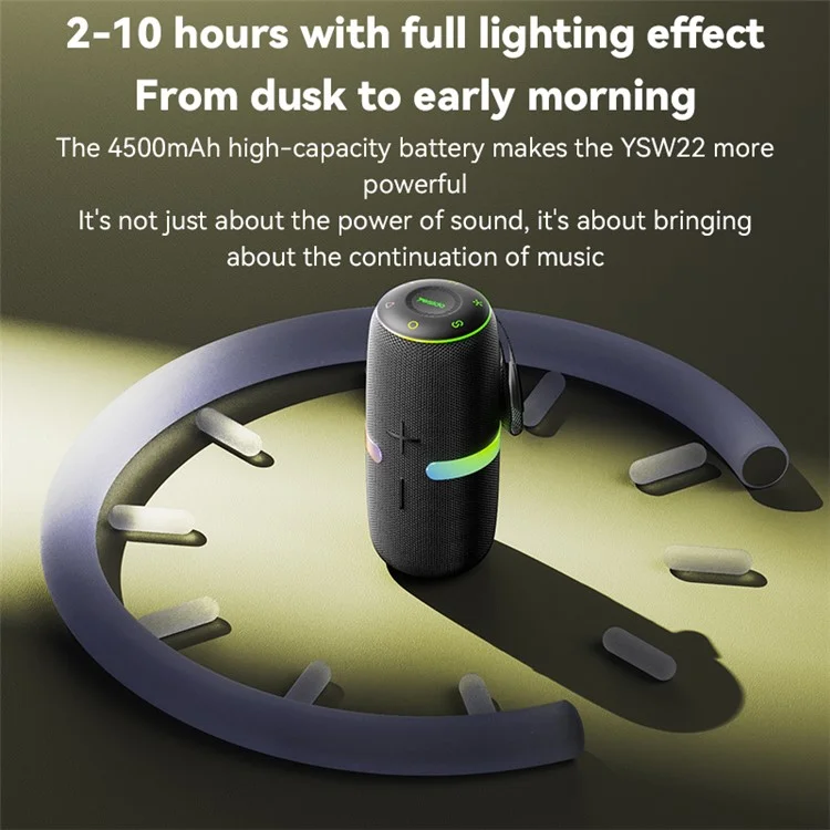 YESIDO YSW22 Portable Bluetooth-compatible Speaker RGB Light Waterproof Wireless Music Subwoofer