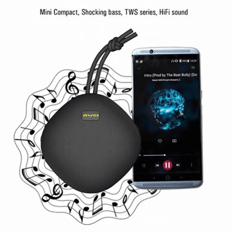 Awei Y336 Wasserdichte Bluetooth -lautsprecher TWS Music Player Subwoofer Kombinieren - Schwarz