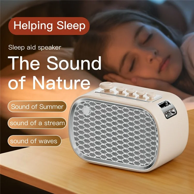 P13 Dispositivo Multifunzione per Aiuto del Sonno Bianco Rumore Altoparlante Bluetooth Supporto FM Radio, Scheda TF - Beige