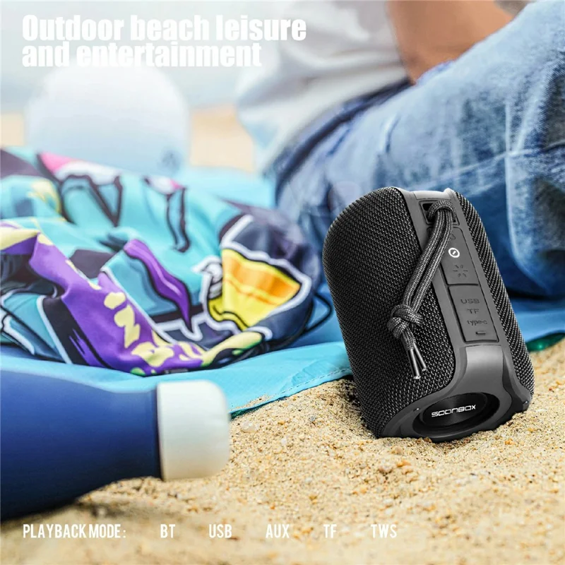 SOONBOX S9600 10W Outdoor Portable Loudspeaker TWS Wireless Bluetooth-compatible Speaker with LED Light - Red