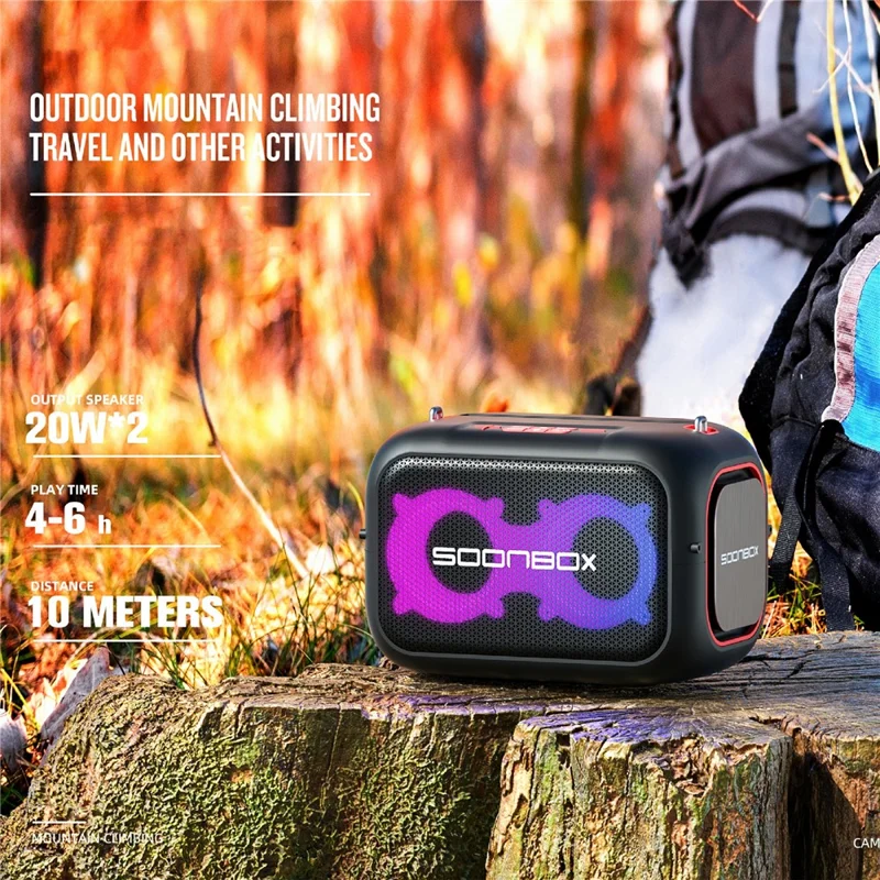 SOONBOX S3000 40W Portable Colorful Light Bluetooth-compatible Speaker Stereo Music Subwoofer - Blue