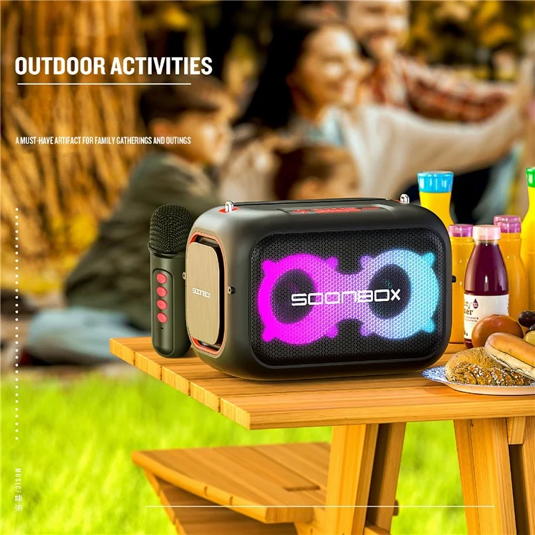 SOONBOX S3000 40W Portable Colorful Light Bluetooth-compatible Speaker Stereo Music Subwoofer - Green