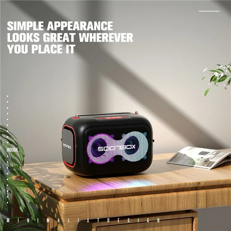 SOONBOX S3000 40W Portable Colorful Light Bluetooth-compatible Speaker Stereo Music Subwoofer - Red