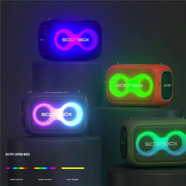 SOONBOX S3000 40W Portable Colorful Light Bluetooth-compatible Speaker Stereo Music Subwoofer - Red