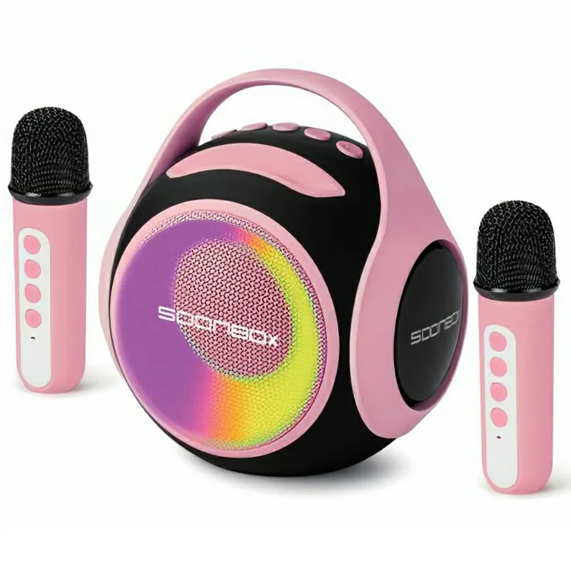 SOONBOX S5100 Portable Karaoke Bluetooth-compatible Speaker Stereo Music Subwoofer with Dual Microphone - Pink