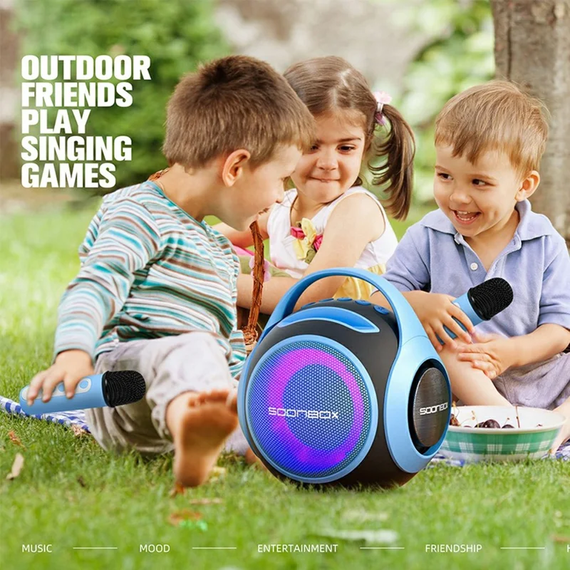 SOONBOX S5100 Portable Karaoke Bluetooth-compatible Speaker Stereo Music Subwoofer with Dual Microphone - Pink