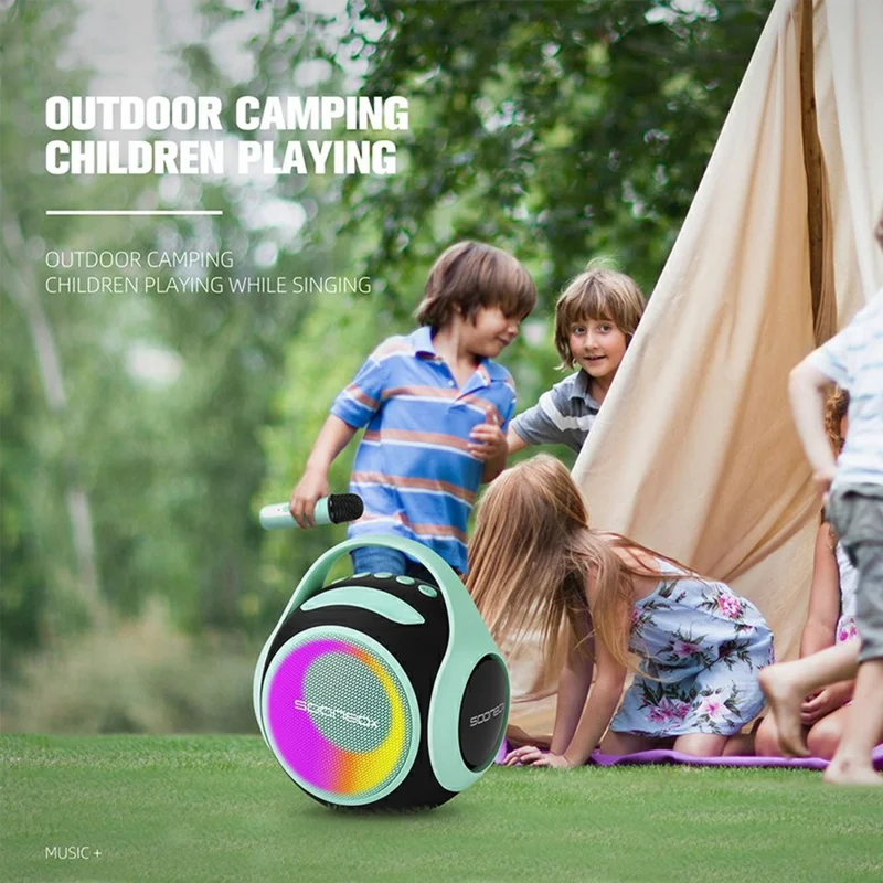 SOONBOX S5100 Portable Karaoke Bluetooth-compatible Speaker Stereo Music Subwoofer with Dual Microphone - Pink