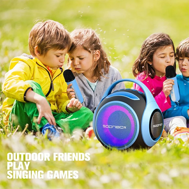 SOONBOX S5100 Portable Karaoke Bluetooth-compatible Speaker Stereo Music Subwoofer with Dual Microphone - Pink