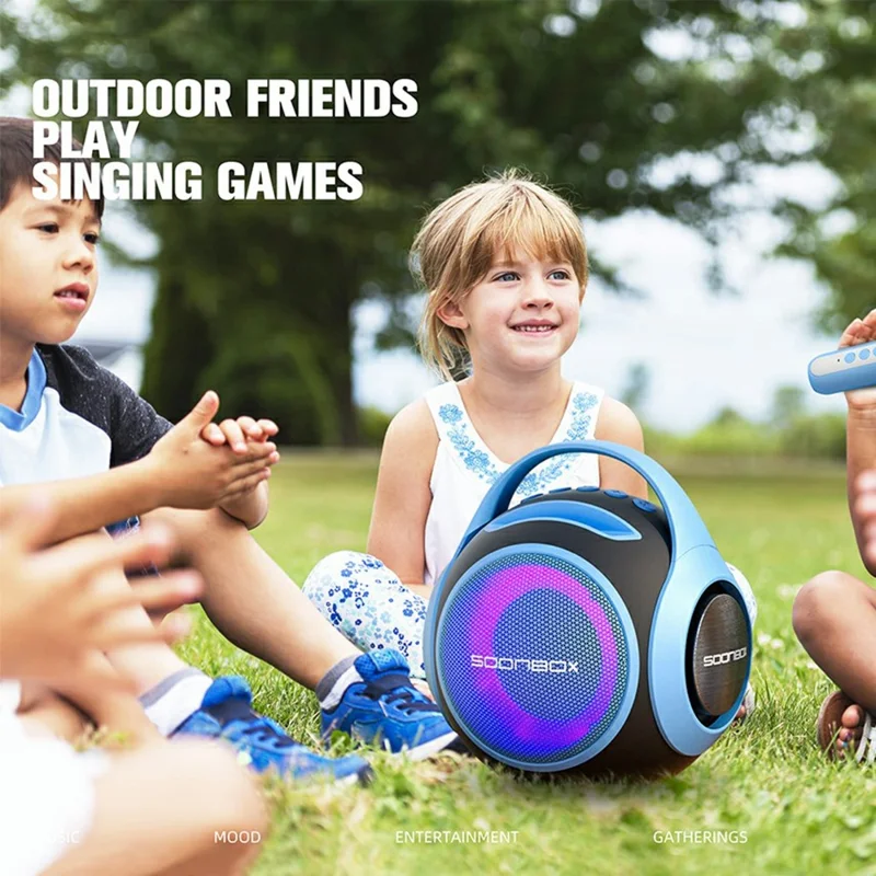 SOONBOX S5100 Portable Karaoke Bluetooth-compatible Speaker Stereo Music Subwoofer with Dual Microphone - Pink