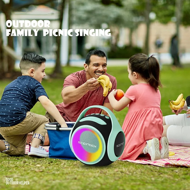 SOONBOX S5100 Portable Karaoke Bluetooth-compatible Speaker Stereo Music Subwoofer with Dual Microphone - Pink