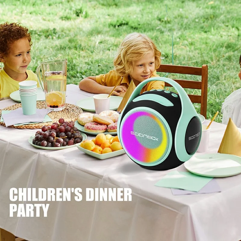 SOONBOX S5100 Portable Karaoke Bluetooth-compatible Speaker Stereo Music Subwoofer with Dual Microphone - Pink