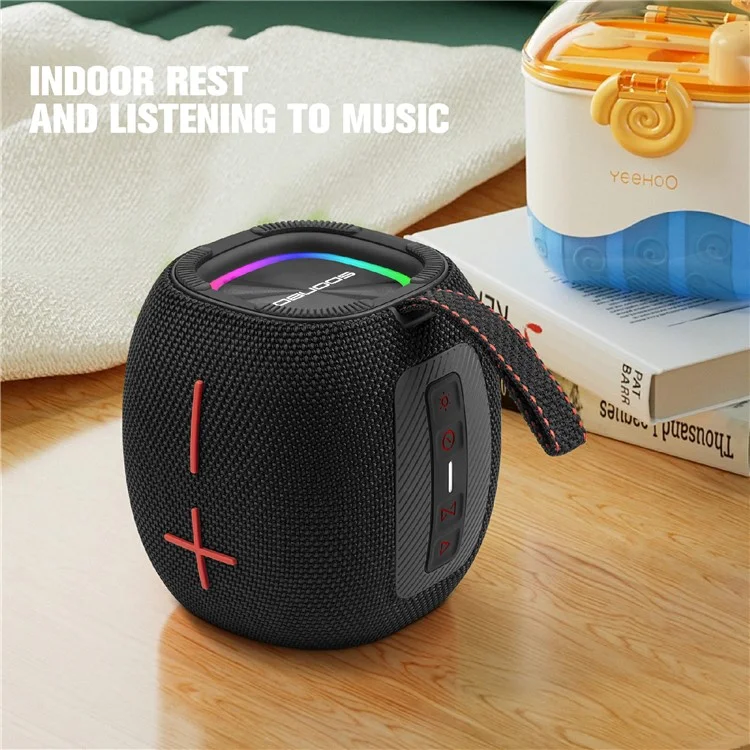 Sotonbox S6900 Portable RGB Light Bluetooth Speakoth Speaker IPX6 Subwoofer de Música Pesada Impermeable - Negro