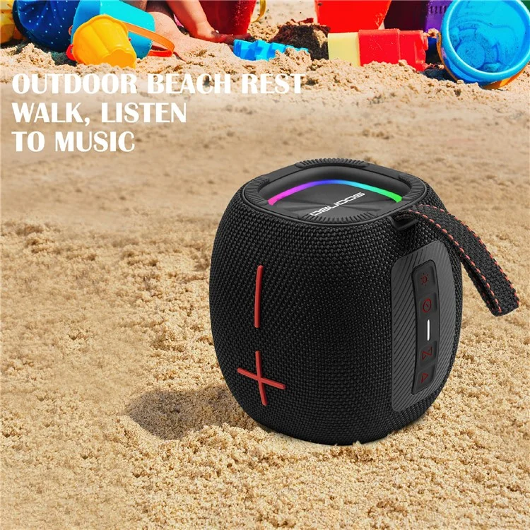 Sotonbox S6900 Portable RGB Light Bluetooth Speakoth Speaker IPX6 Subwoofer de Música Pesada Impermeable - Negro
