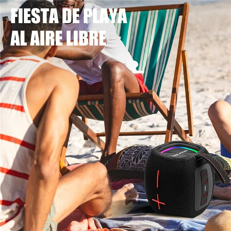 Sotonbox S6900 Portable RGB Light Bluetooth Speakoth Speaker IPX6 Subwoofer de Música Pesada Impermeable - Negro