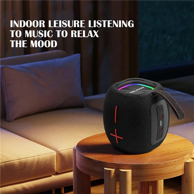 Sotonbox S6900 Portable RGB Light Bluetooth Speakoth Speaker IPX6 Subwoofer de Música Pesada Impermeable - Negro