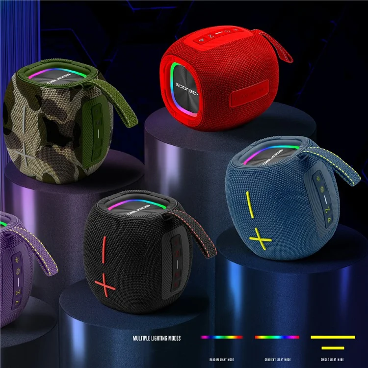 Sotonbox S6900 Portable RGB Light Bluetooth Speakoth Speaker IPX6 Subwoofer de Música Pesada Impermeable - Negro