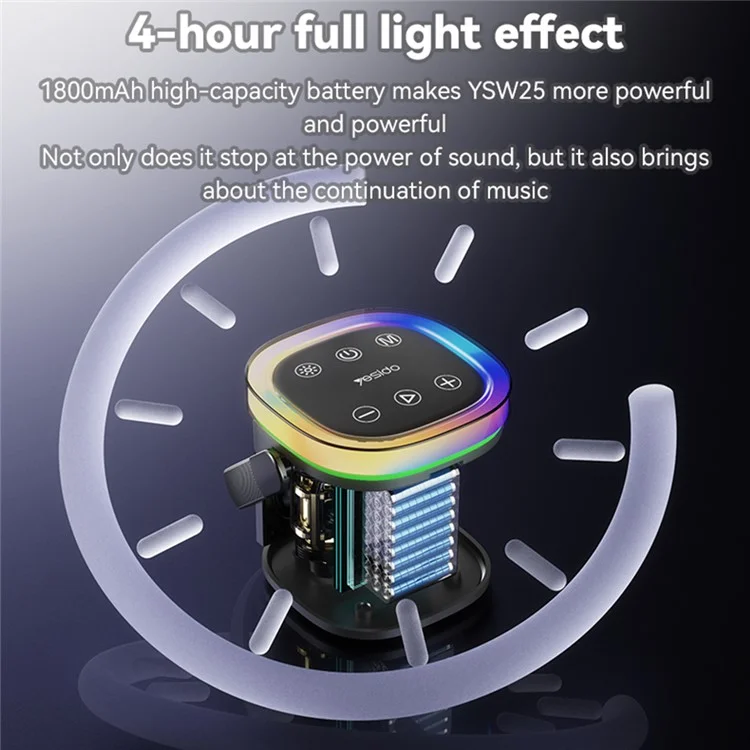 YESIDO YSW25 IP67 Waterproof Bluetooth-compatible Speaker 1800mAh Portable Wireless Speaker with RGB Light