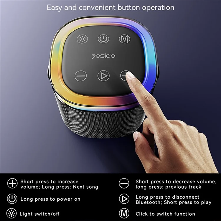 YESIDO YSW25 IP67 Waterproof Bluetooth-compatible Speaker 1800mAh Portable Wireless Speaker with RGB Light
