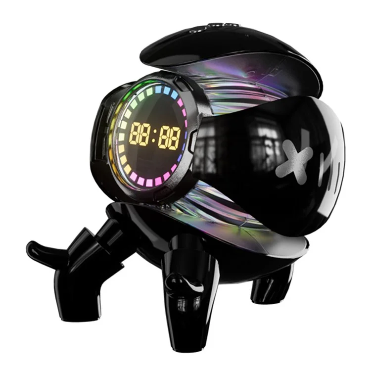 M10 Robot Shape AI Bluetooth-compatible Speaker with Alarm Clock RGB Lights Deep Bass Speaker FM Radio - Black
