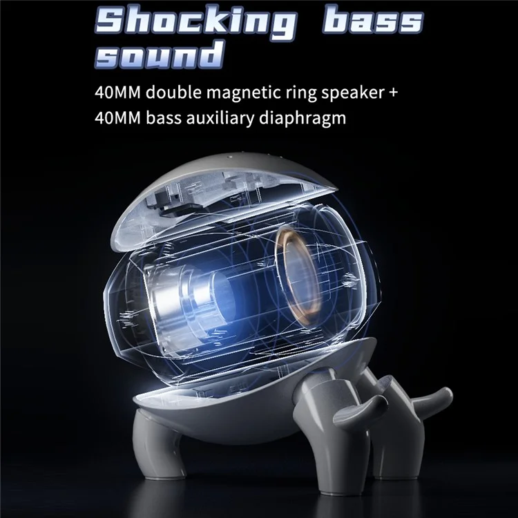 M10 Robot Shape AI Bluetooth-compatible Speaker with Alarm Clock RGB Lights Deep Bass Speaker FM Radio - Black