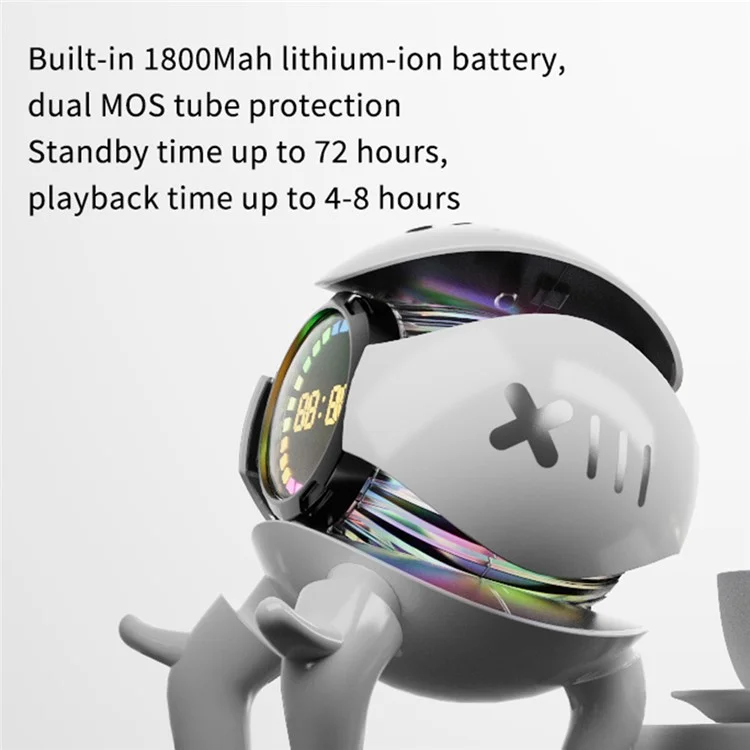 M10 Robot Shape AI Bluetooth-compatible Speaker with Alarm Clock RGB Lights Deep Bass Speaker FM Radio - Black