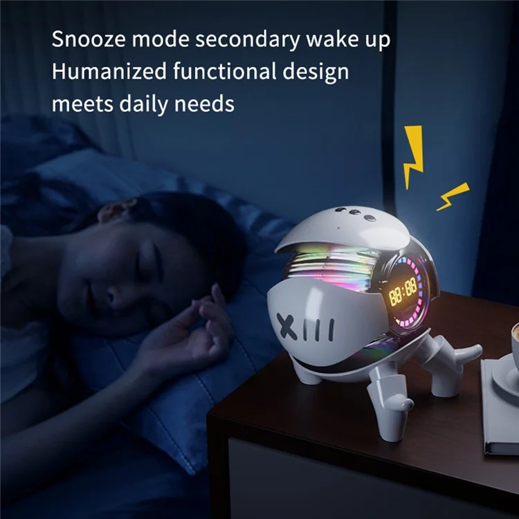 M10 Robot Shape AI Bluetooth-compatible Speaker with Alarm Clock RGB Lights Deep Bass Speaker FM Radio - Black