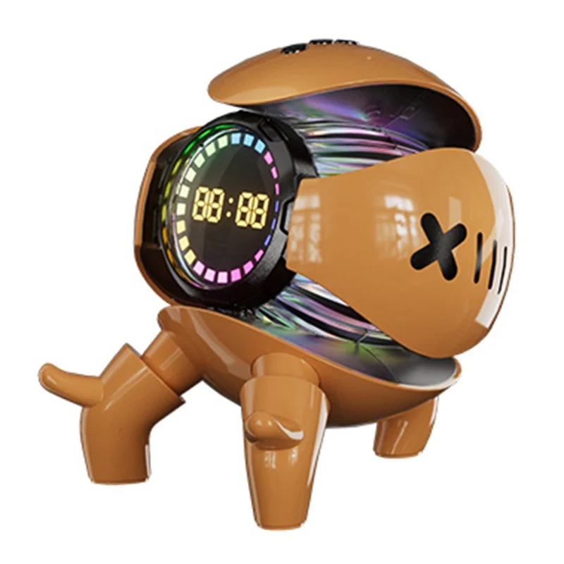 M10 Robot Shape AI Bluetooth-compatible Speaker with Alarm Clock RGB Lights Deep Bass Speaker FM Radio - Yellow