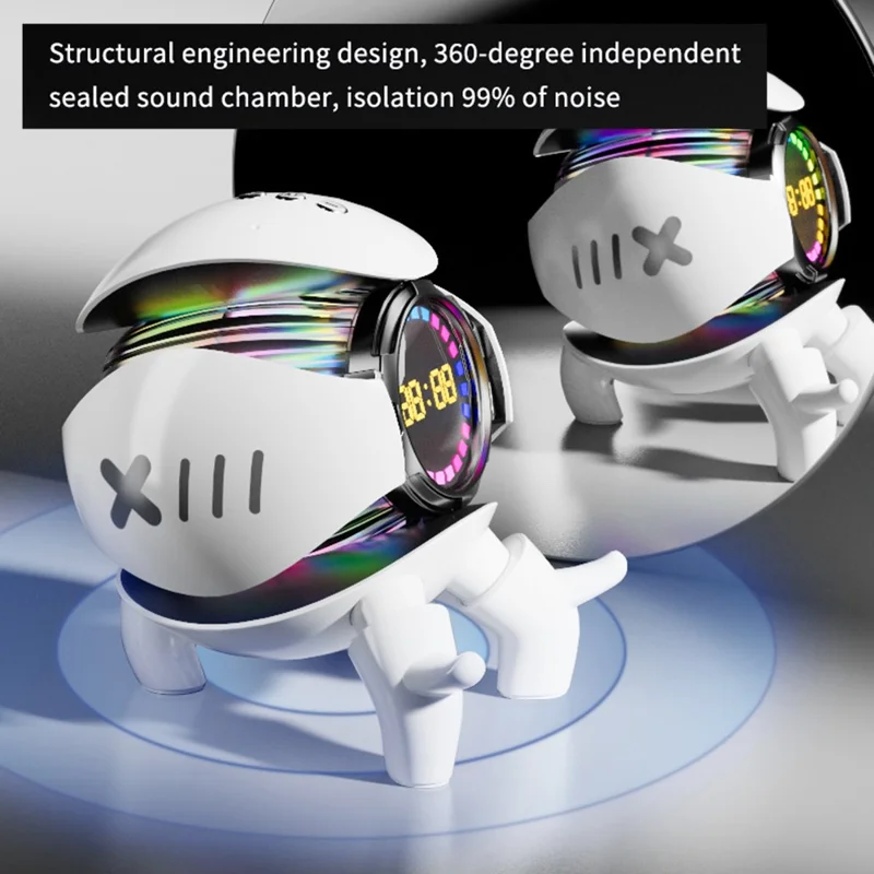 M10 Robot Shape AI Bluetooth-compatible Speaker with Alarm Clock RGB Lights Deep Bass Speaker FM Radio - Yellow