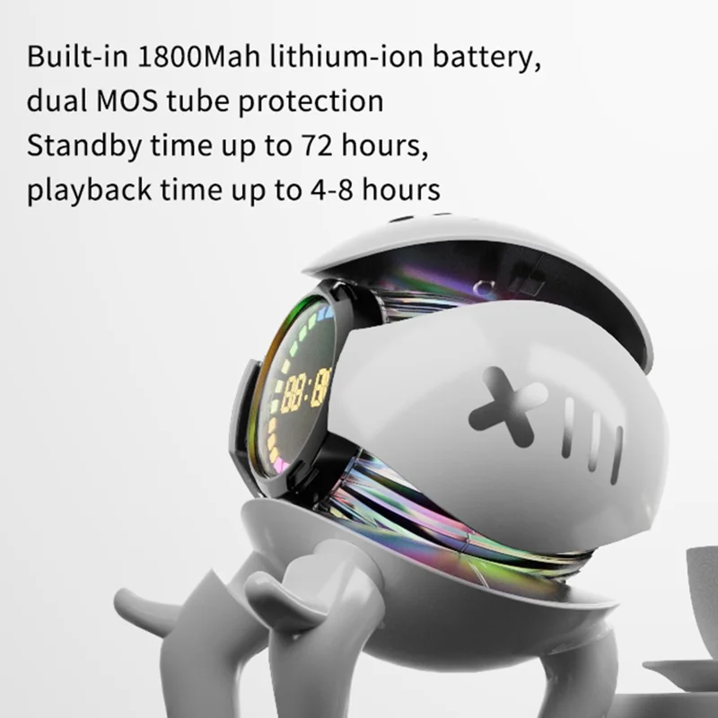 M10 Robot Shape AI Bluetooth-compatible Speaker with Alarm Clock RGB Lights Deep Bass Speaker FM Radio - Yellow