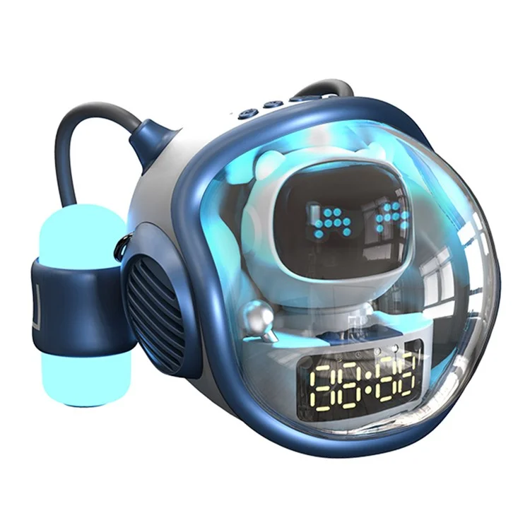 M60 Spaceship Shape AI Bluetooth Stilder Con Despertador Dual RGB Luces Soporte de Altavoz Inalámbrico TF FM - Azul / Blanco